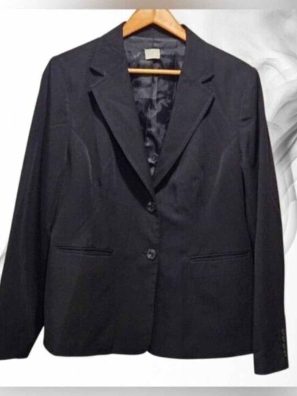 Suzy Shier Black Blazer Classic Jacket Size 13/14 Stretch Work Wear Office